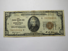 Load image into Gallery viewer, $20 1929 Minneapolis Minnesota National Currency Federal Reserve Bank Note FINE+