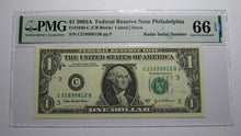 Load image into Gallery viewer, $1 2003 Radar Serial Number Federal Reserve Currency Bank Note Bill PMG UNC66EPQ