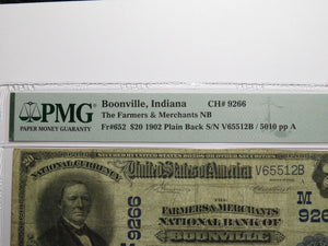 $20 1902 Boonville Indiana IN National Currency Bank Note Bill Ch. #9266 PMG F15