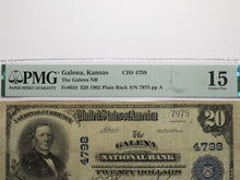 Load image into Gallery viewer, $20 1902 Galena Kansas KS National Currency Bank Note Bill Charter #4798 PMG F15