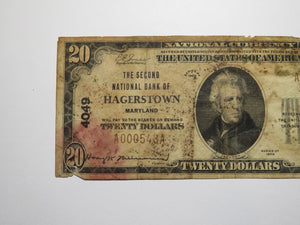 $20 1929 Hagerstown Maryland MD National Currency Bank Note Bill Charter #4049