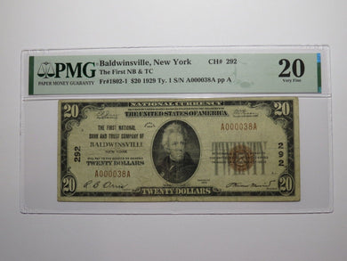 $20 1929 Baldwinsville New York National Currency Bank Note Bill Ch. #292 VF20