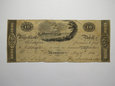 $10 1815 Alexandria Washington D.C. Obsolete Currency Bank Note Bill Merchants