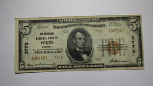 $5 1929 Pekin Illinois IL National Currency Bank Note Bill Charter #3770 VF+++