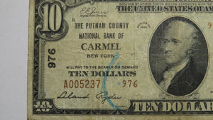 $10 1929 Carmel New York NY National Currency Bank Note Bill Ch. #976 FINE