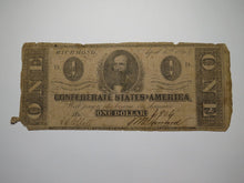 Load image into Gallery viewer, $1 1863 Richmond Virginia VA Confederate Currency Bank Note Bill T62 USA