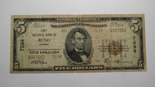 Load image into Gallery viewer, $5 1929 Reno Nevada NV National Currency Bank Note Bill Charter #7038 RARE