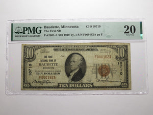 $10 1929 Baudette Minnesota MN National Currency Bank Note Bill Ch. #10710 VF20