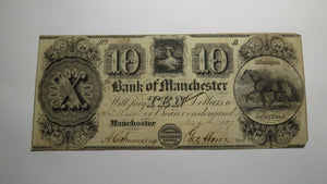 $10 1837 Manchester Michigan Obsolete Currency Bank Note Bill Bank of Manchester