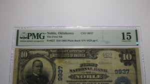 $10 1902 Noble Oklahoma OK National Currency Bank Note Bill Ch. #9937 F15 PMG