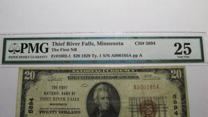 $20 1929 Thief River Falls Minnesota MN National Currency Bank Note Bill #5894