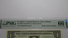 Load image into Gallery viewer, $1 2003 Radar Serial Number Federal Reserve Currency Bank Note Bill PMG UNC66EPQ