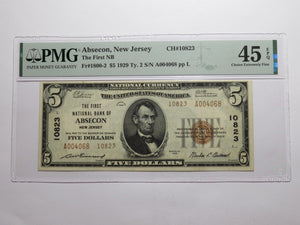 $5 1929 Absecon New Jersey NJ National Currency Bank Note Bill #10823 XF45 PMG