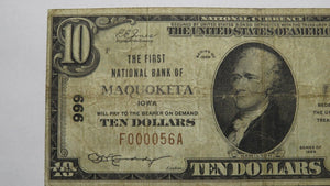 $10 1929 Maquoketa Iowa IA National Currency Bank Note Bill Ch. #999! FINE RARE