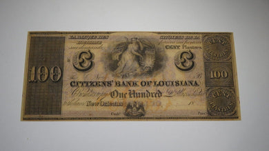 $100 18__ New Orleans Louisiana Obsolete Currency Bank Note Bill Remainder UNC