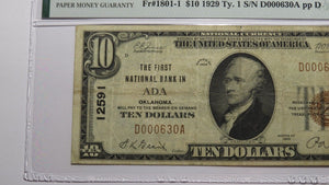 $10 1929 Ada Oklahoma OK National Currency Bank Note Bill Charter #12591 VF25