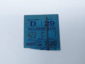 January 7, 1973 New York Rangers Vs Penguins NHL Hockey Ticket Stub Giacomin SO