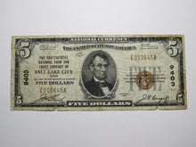 Load image into Gallery viewer, $5 1929 Salt Lake City Utah UT National Currency Bank Note Bill Charter #9403