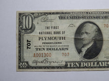 Load image into Gallery viewer, $10 1929 Plymouth Pennsylvania PA National Currency Bank Note Bill Ch #707 VF+