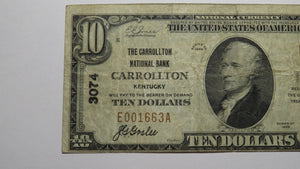 $10 1929 Carrollton Kentucky KY National Currency Bank Note Bill Ch. #3074 FINE+