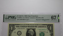 Load image into Gallery viewer, $1 2017 Repeater Serial Number Federal Reserve Currency Bank Note Bill PMG UNC67