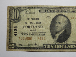 $10 1929 Portland Maine ME National Currency Bank Note Bill Charter #4128 FINE