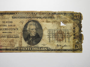 $20 1929 Hagerstown Maryland MD National Currency Bank Note Bill Charter #4049