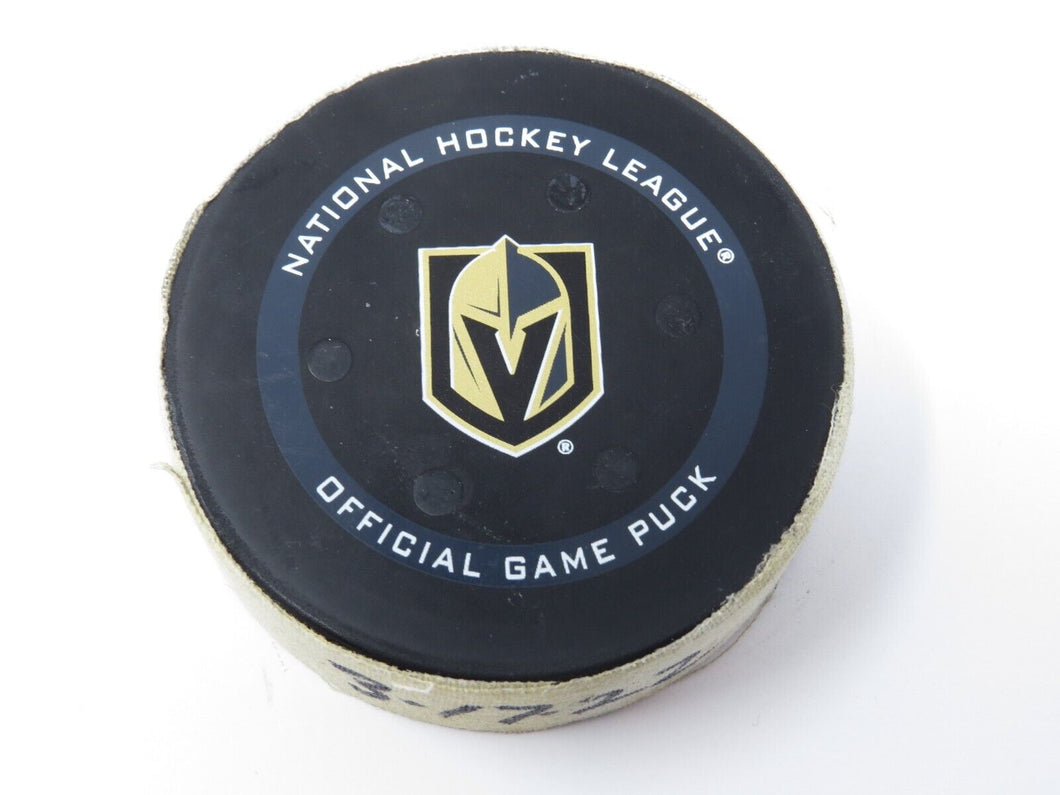 2021-22 Evgenii Dadonov Vegas Golden Knights Game Used Goal Puck Jack Eichel A.