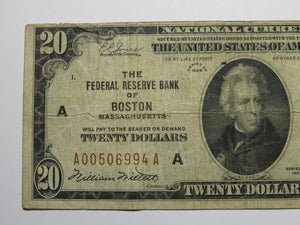 $20 1929 Boston Massachusetts National Currency Federal Reserve Bank Note FINE