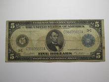 Load image into Gallery viewer, $5 1914 Philadelphia PA Federal Reserve Large Bank Note Currency Bill FINE