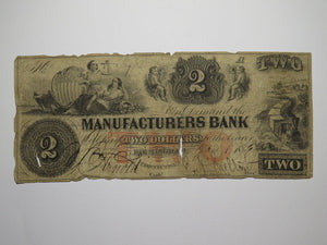 $2 1856 Birmingham Connecticut CT Obsolete Currency Bank Note Bill Manufacturers