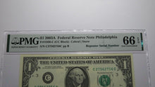 Load image into Gallery viewer, $1 2003 Repeater Serial Number Federal Reserve Currency Bank Note Bill PMG UNC66