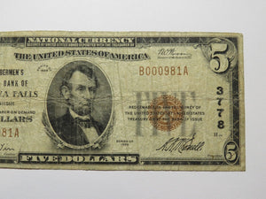 $5 1929 Chippewa Falls Wisconsin WI National Currency Bank Note Bill Ch. #3778