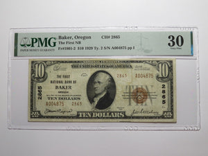 $20 1929 Baker City Oregon OR National Currency Bank Note Bill Ch #2865 VF30 PMG