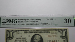 $10 1929 Flemington New Jersey NJ National Currency Bank Note Bill Ch #892 VF30!