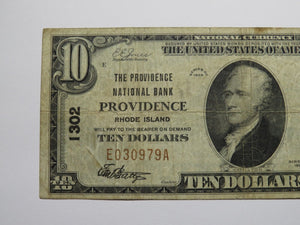 $10 1929 Providence Rhode Island RI National Currency Bank Note Bill #1302 FINE