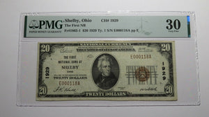 $20 1929 Shelby Ohio OH National Currency Bank Note Bill Ch. #1929 VF30 PMG