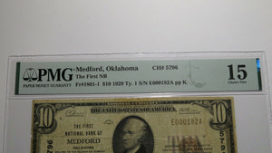 $10 1929 Medford Oklahoma OK National Currency Bank Note Bill Ch. #5796 F15 PMG