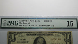 $10 1929 Ellenville New York NY National Currency Bank Note Bill Ch. #2117 F15