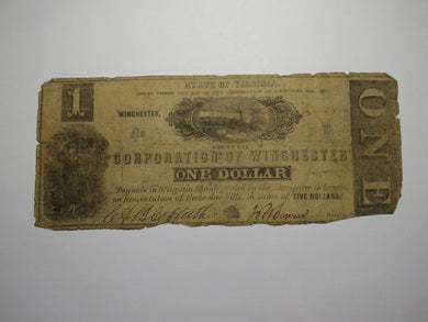 $1 1861 Winchester Virginia VA Obsolete Currency Bank Note Bill Corp. of Win.