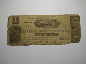 $1 1861 Winchester Virginia VA Obsolete Currency Bank Note Bill Corp. of Win.