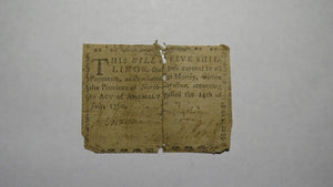 1760 Five Shillings North Carolina NC Colonial Currency Note Bill! RARE 5s!