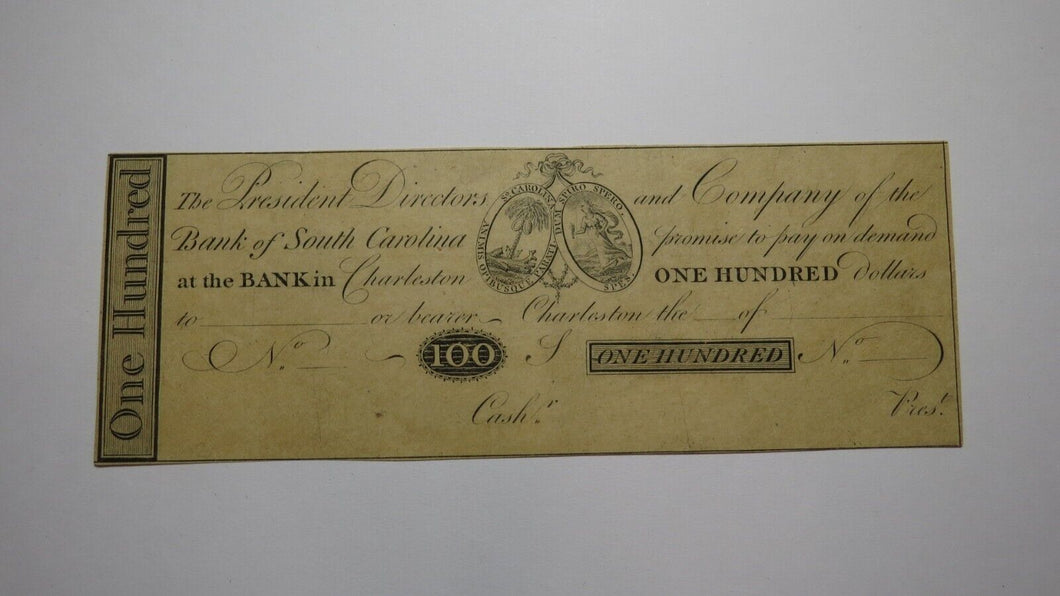 $100 18__ Charleston South Carolina Obsolete Currency Bank Note Original Reprint