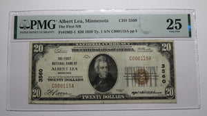 $20 1929 Albert Lea Minnesota MN National Currency Bank Note Bill #3560 VF25 PMG