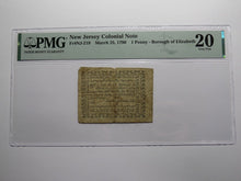 Load image into Gallery viewer, 1790 One Penny Newark New Jersey Colonial Currency Note Bill Elizabeth Borough