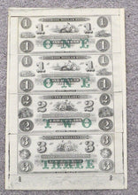 Load image into Gallery viewer, $1-$1-$2-$3 1860&#39;s Newport Rhode Island Obsolete Currency Uncut Sheet Bank Notes