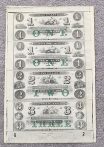 $1-$1-$2-$3 1860's Newport Rhode Island Obsolete Currency Uncut Sheet Bank Notes