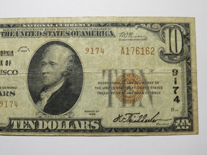 $10 1929 San Francisco California CA National Currency Bank Note Bill Ch. #9174