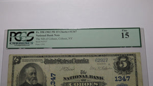 $5 1902 Cohoes New York NY National Currency Bank Note Bill #1347 PCGS Fine