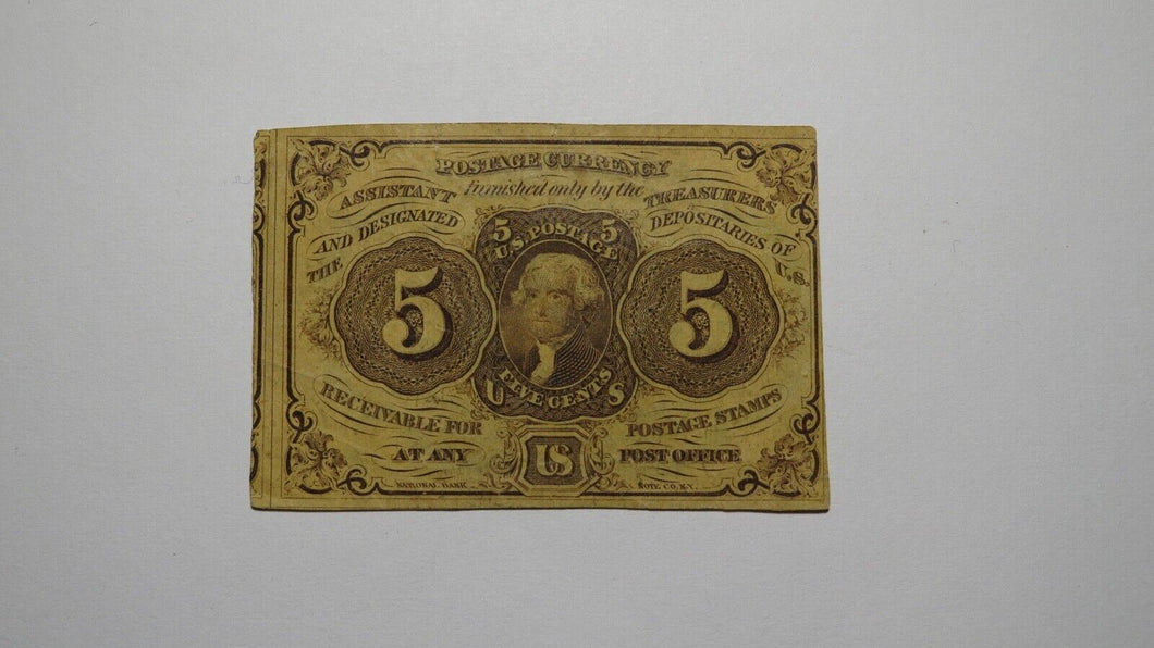 1863 $.05 First Issue Fractional Currency Obsolete Bank Note Bill! 1st Iss. VF